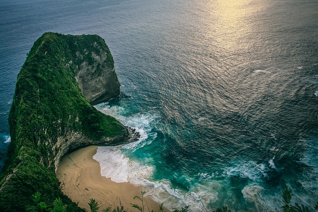 Bali Island With Rice Terraces, Coastline, Surfing, And Temples At Sunset