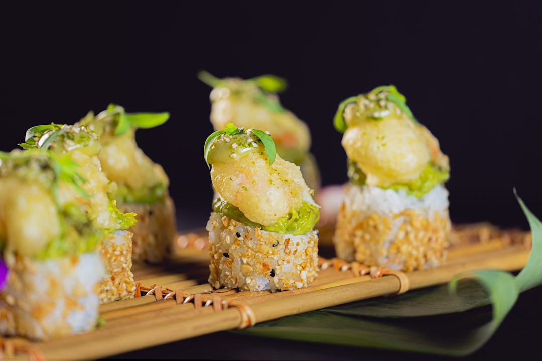 Shrimp Tempura Sushi Roll With Cucumber Avocado Eel Sauce