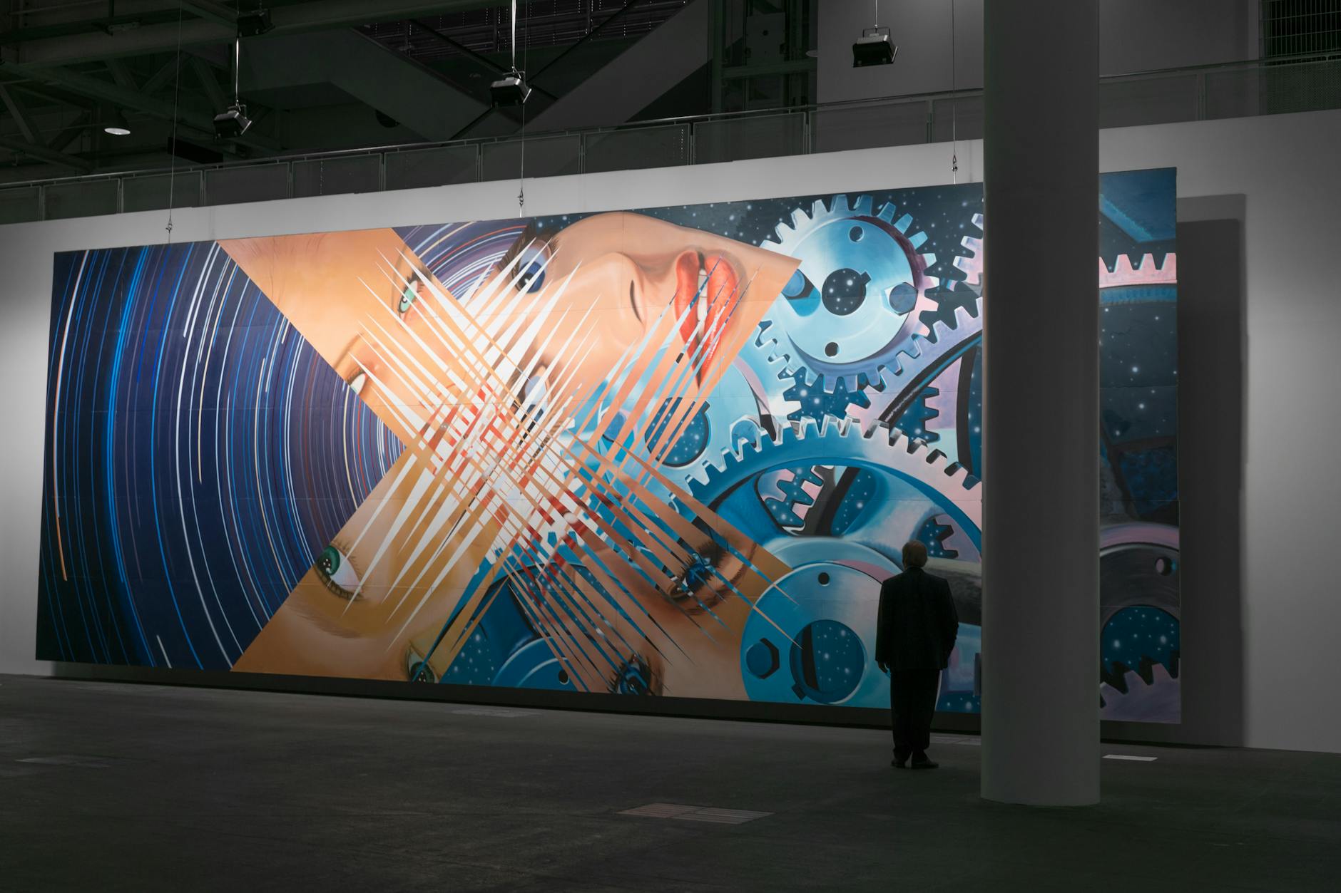 Large Scale Abstract Art In Industrial Loft Interior