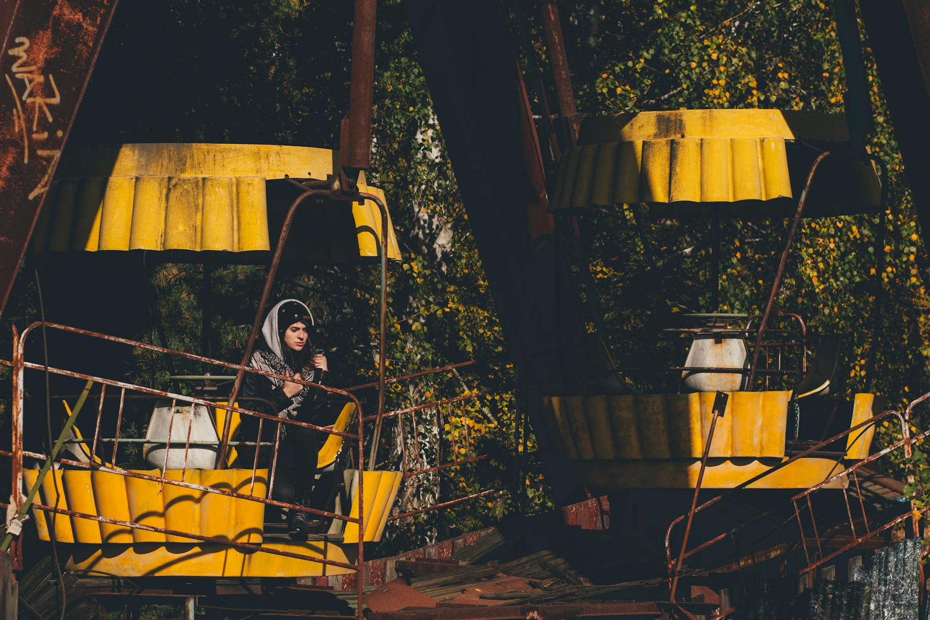 Abandoned Pripyat Ukraine With Rusting Ferris Wheel And Overgrown Buildings