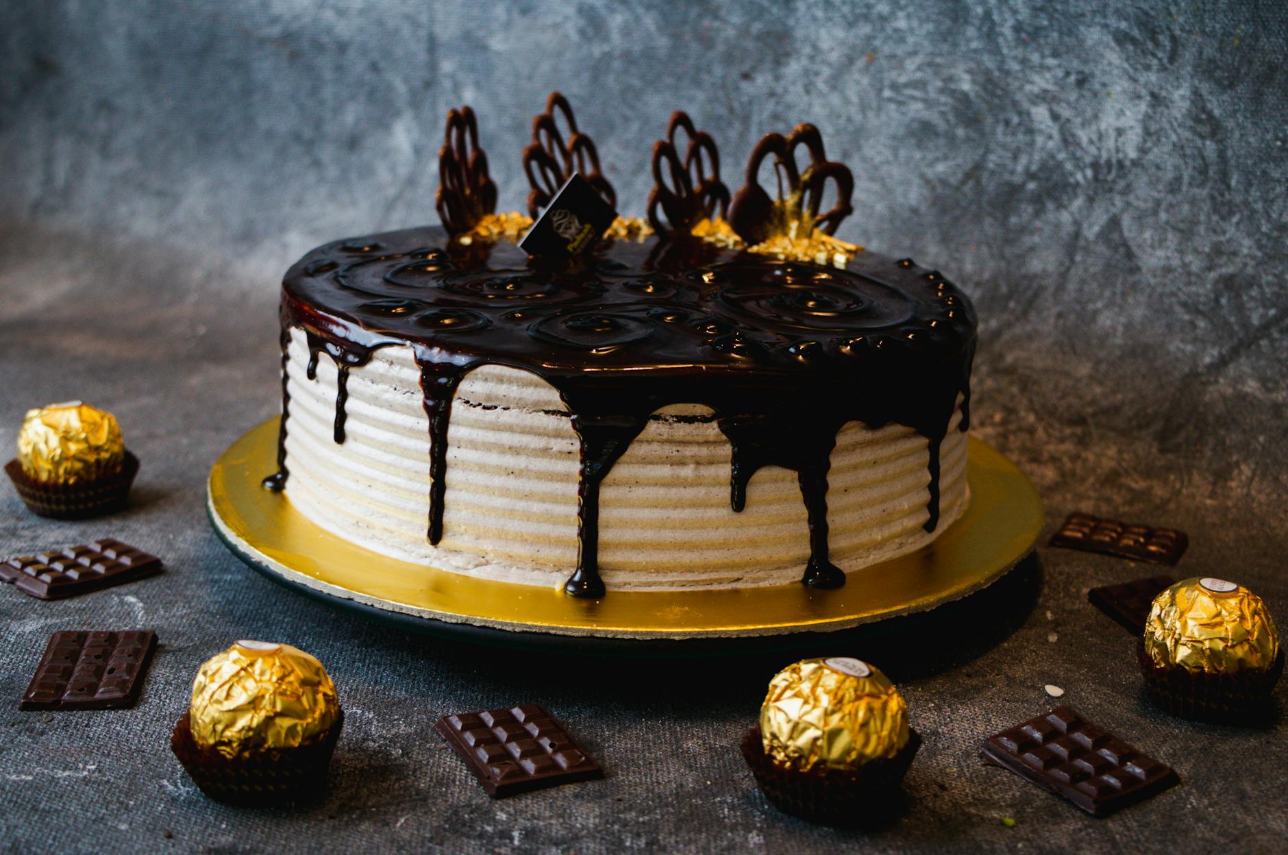 Drip Wedding Cake With Ganache And Colorful Toppings