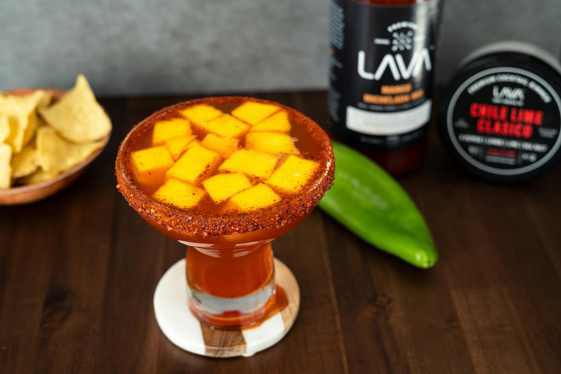 Spicy Margarita Cocktail With Bold Colors And Garnishes