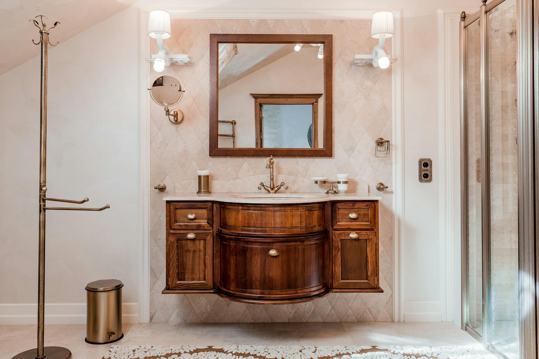 Hidden Trash Cans In Kitchen And Bathroom