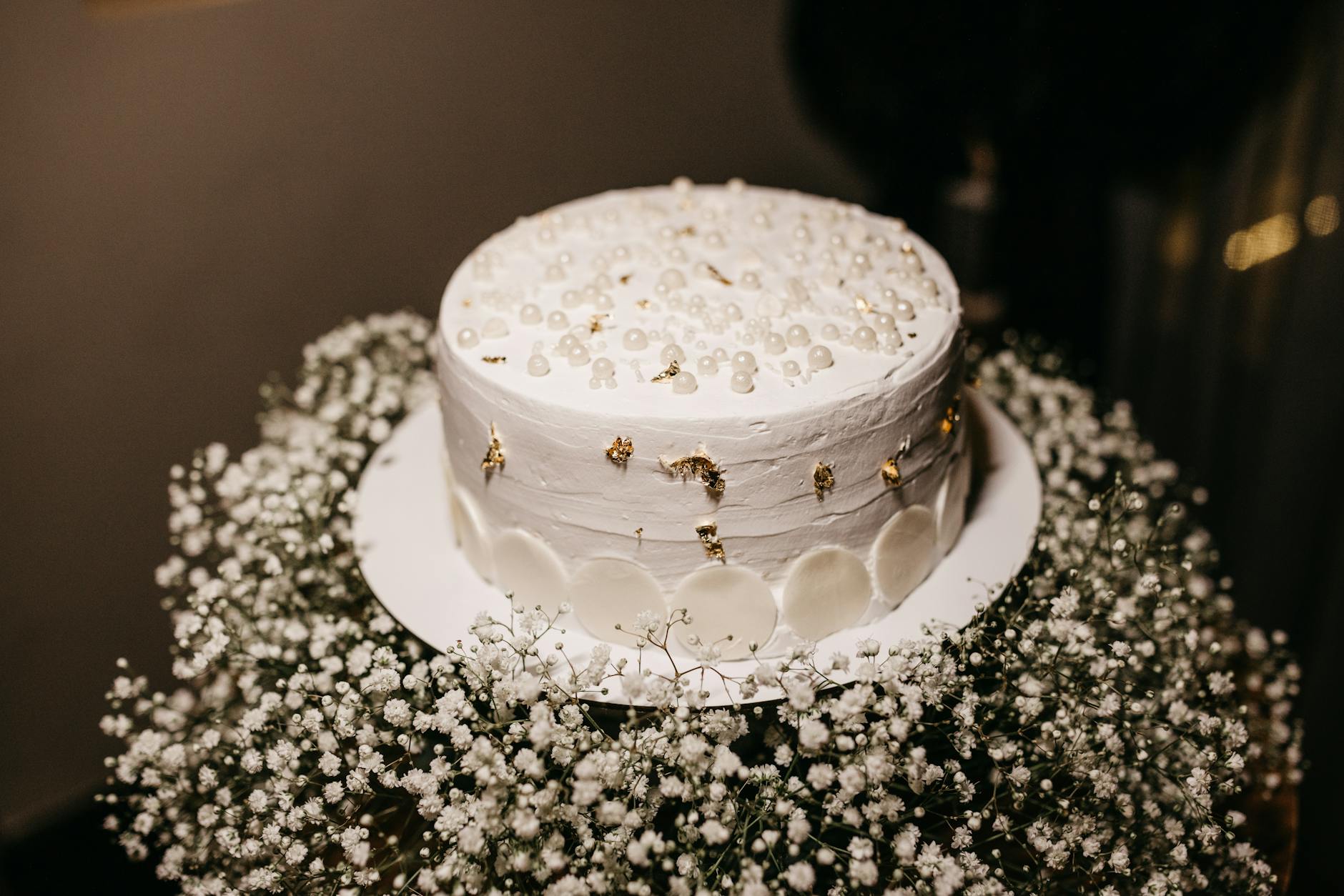 Pearl Embellished Wedding Cake