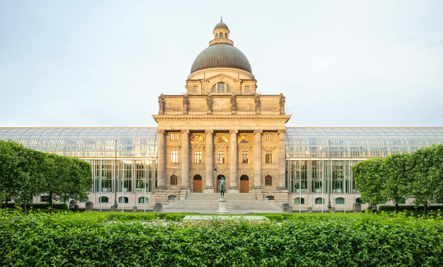 Munich Cityscape With English Garden And Beer Gardens