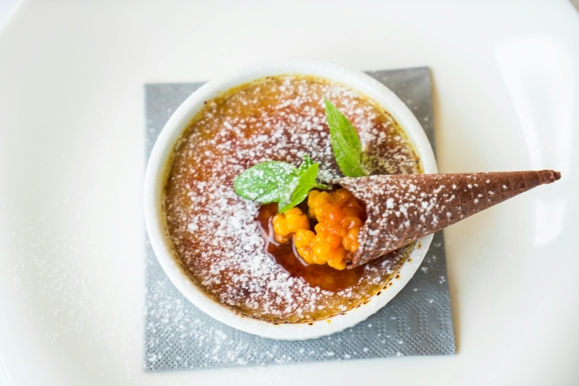 Crème Brûlée Dessert With Caramelized Sugar Crust