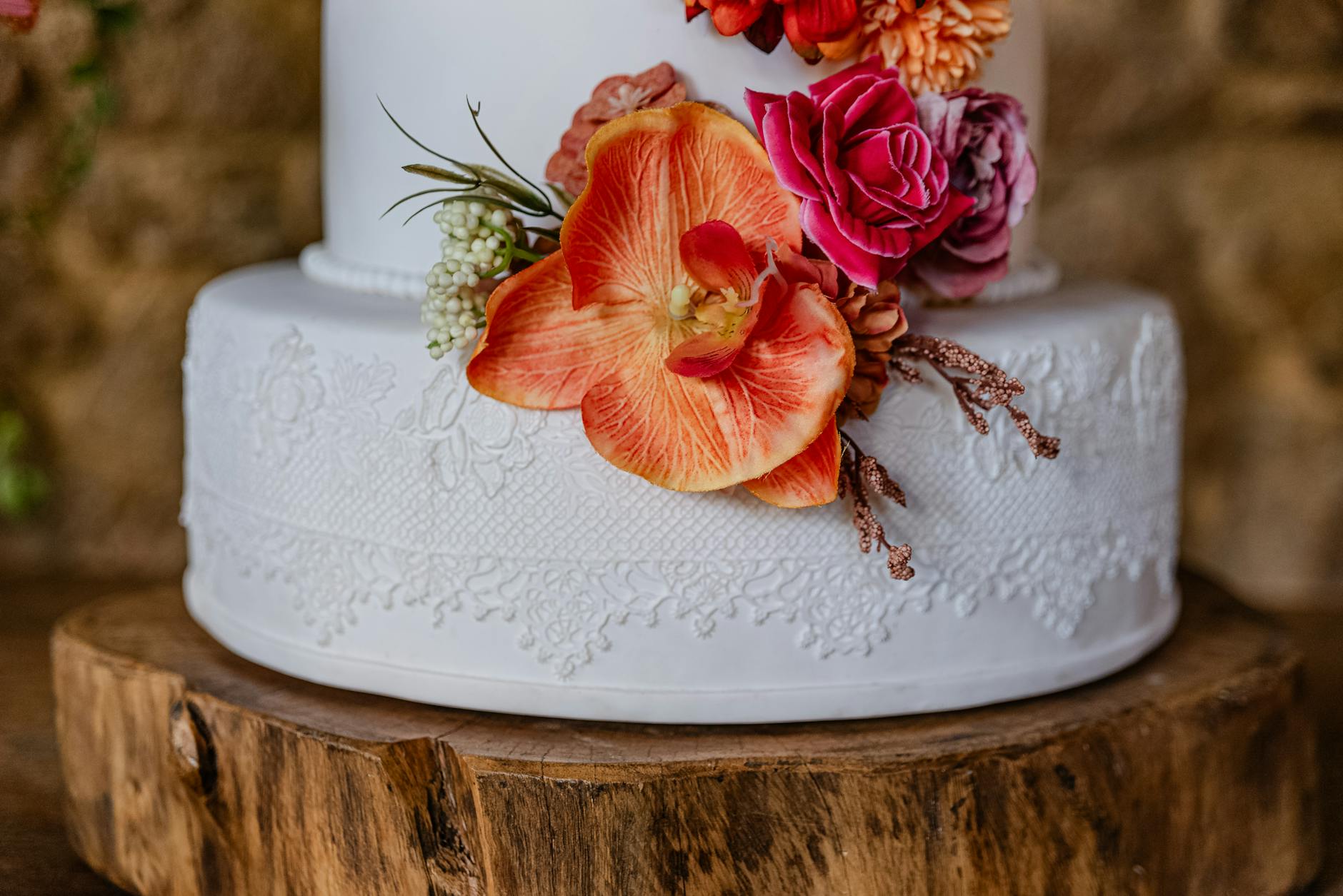 Pressed Flower Wedding Cake Design
