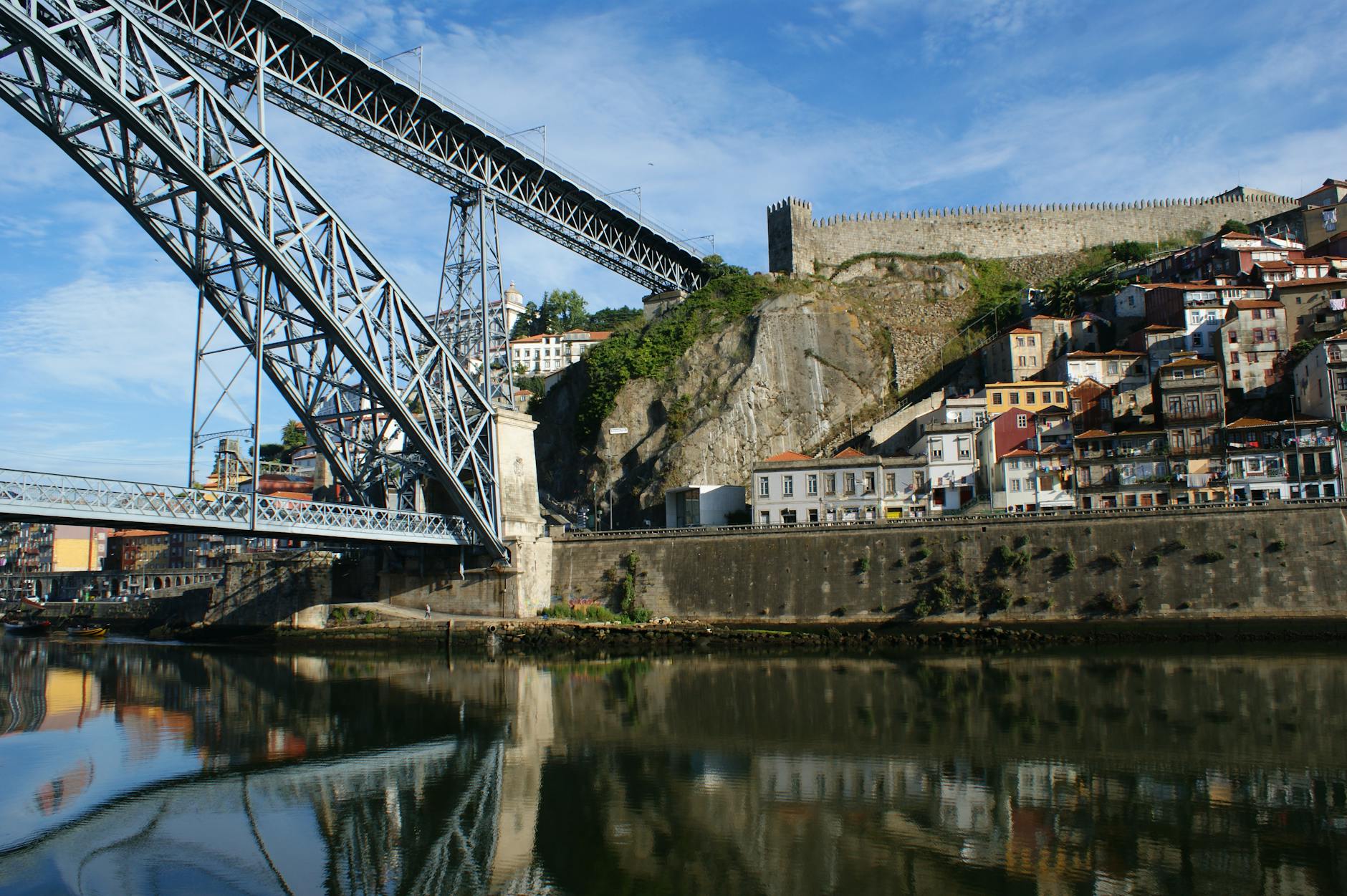 Porto Cityscape With The Dom Luis I Bridge And Ribeira District At Sunset