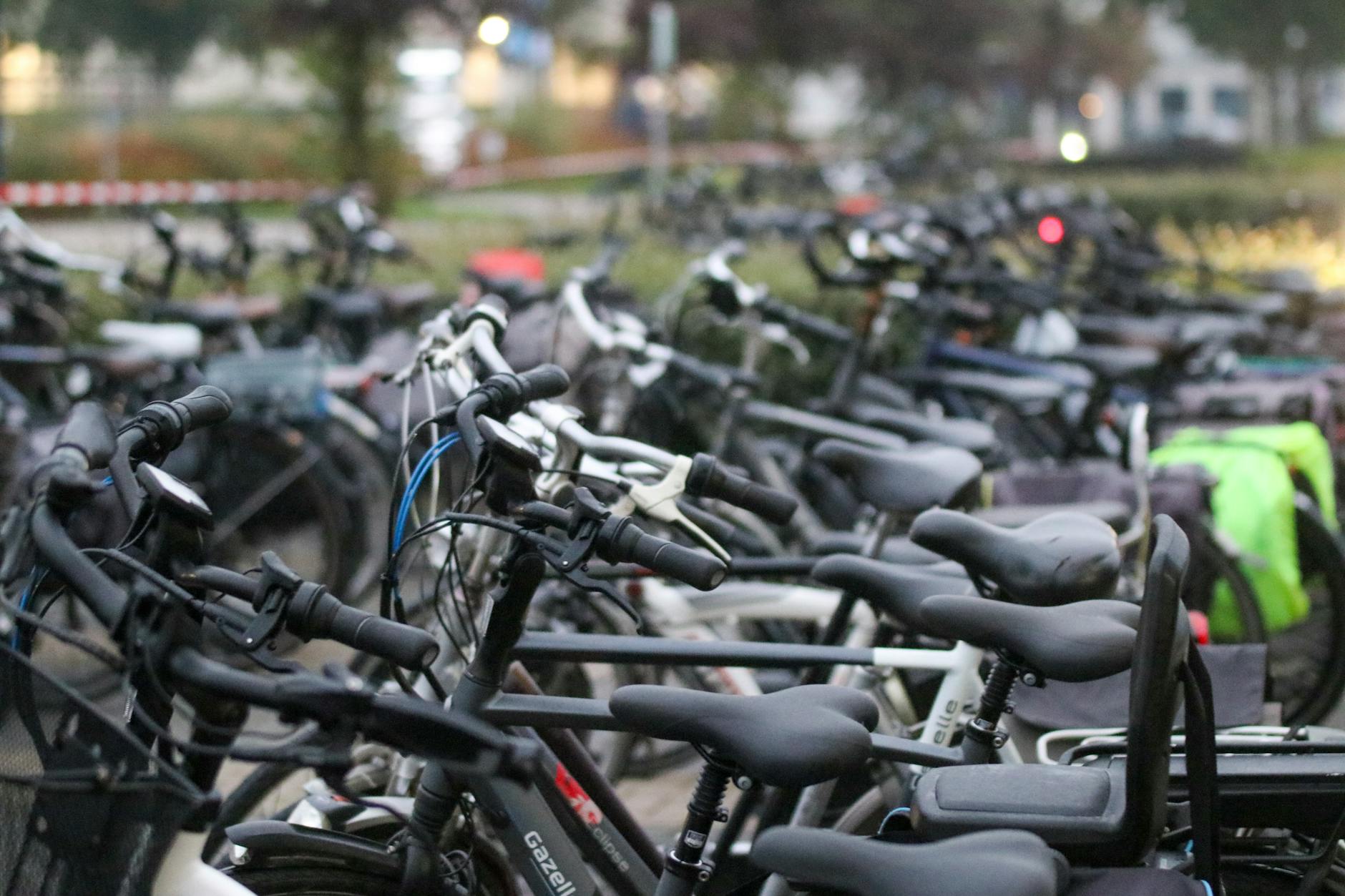 Waterproof Bicycle Saddle Cover On A Parked Bike In The Rain
