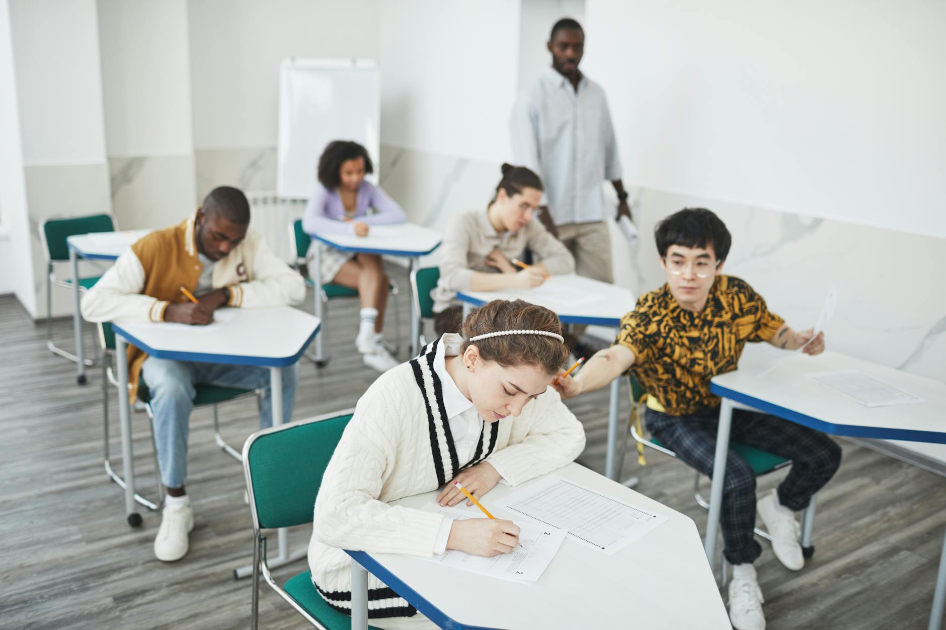 Young Child Studying In A College Classroom