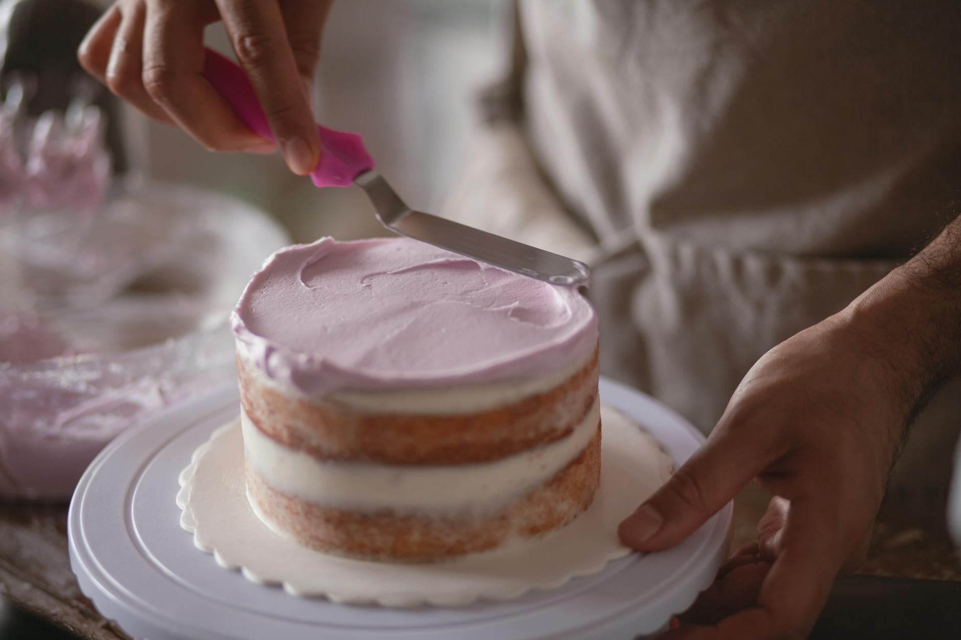 Wedding Cake With Spatula Painted Buttercream Finish
