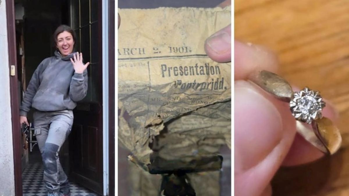 Woman Discovers 1901 Newspaper and a Gold Ring Hidden Inside Her Victorian Home During Renovation