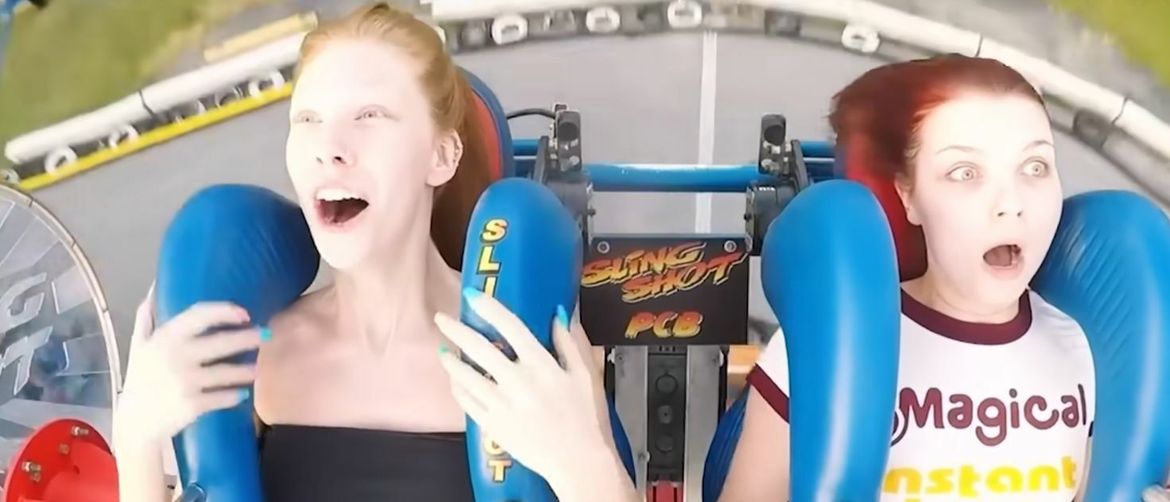 Amusement Park Riders Try to Prove Their Bravery but Quickly Face Hilarious Scares