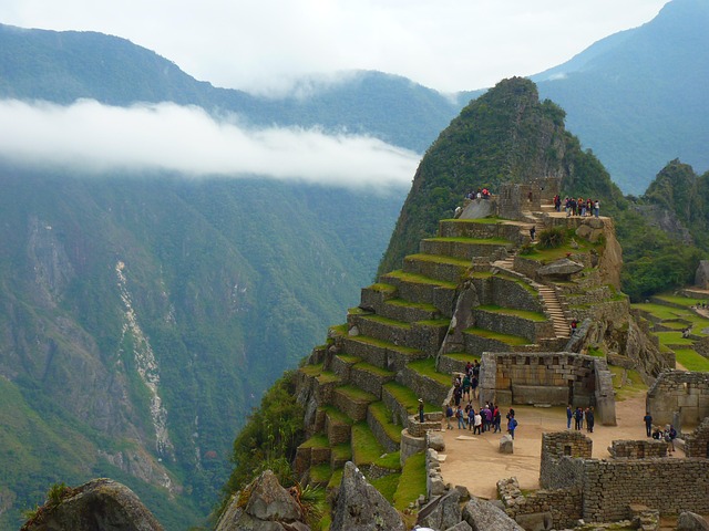 Machu Picchu Andes Mountains Stone Ruins Huayna Picchu Llamas Grazing Terraced Fields