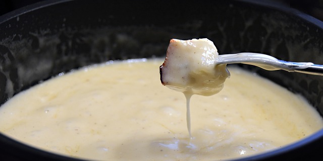 Cheese Fondue In Cast Iron Skillet
