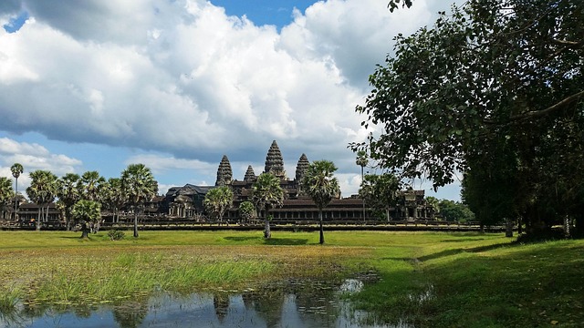 Angkor Wat Sunrise Silhouette Temple Complex Cambodia