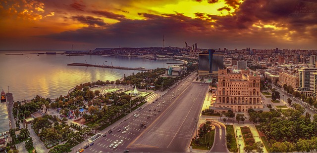 Baku Azerbaijan Caspian Sea Boulevard Old City Flame Towers Architecture Travel