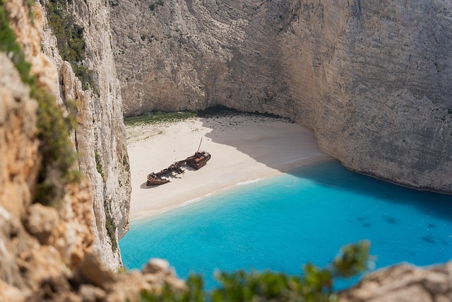 Navagio Beach Zakynthos Clear Water Limestone Cliffs Shipwreck