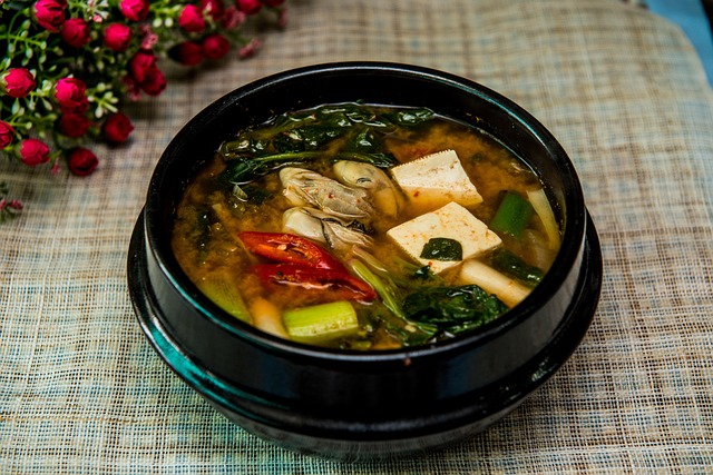 Miso Soup With Rice, Tofu, Seaweed, Healthy Breakfast