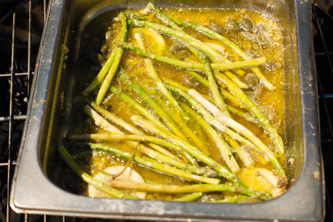 Lemon Garlic Roasted Asparagus Stock Photo