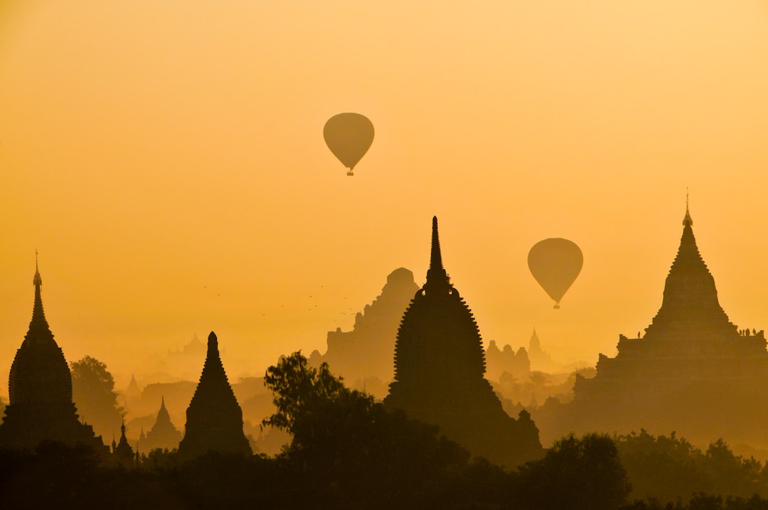 Bagan Myanmar Buddhist Temples Pagodas Hot Air Balloon Sunrise