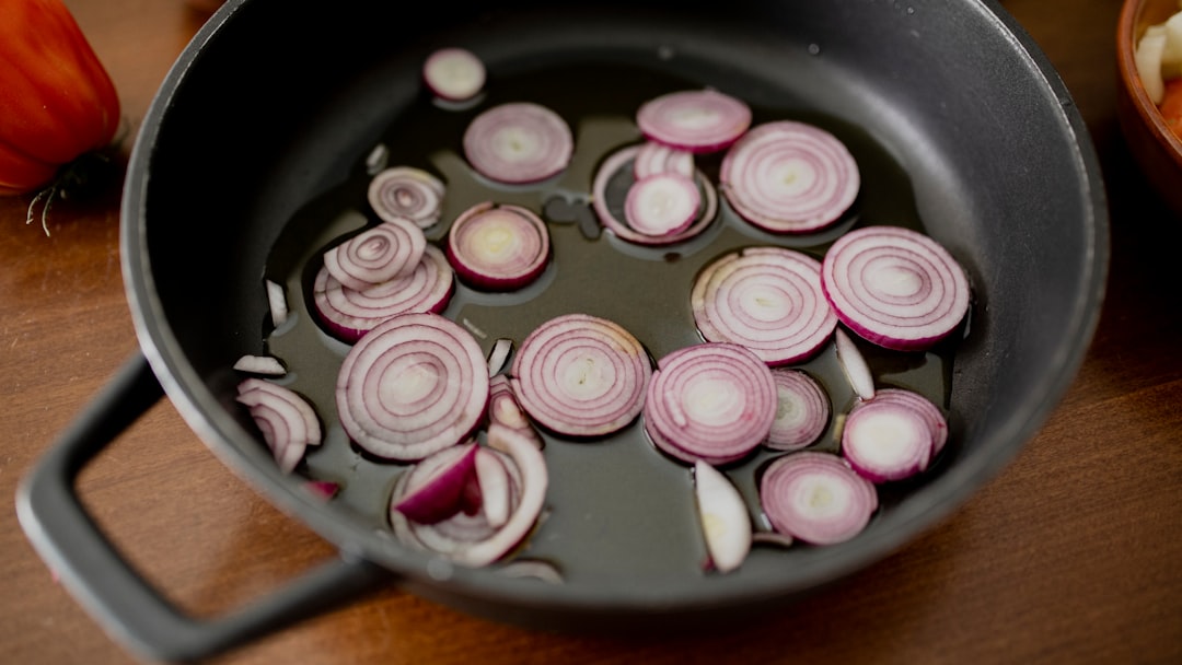 Cast Iron Skillet Garlic Onions Cooking