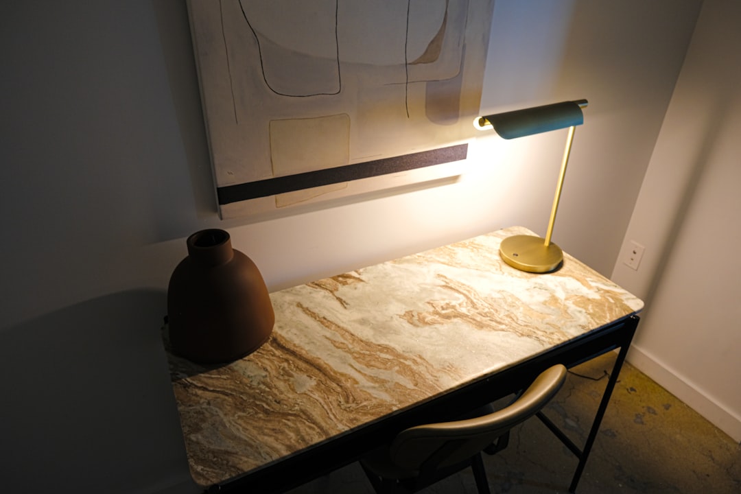 Desk With Dim Lamp