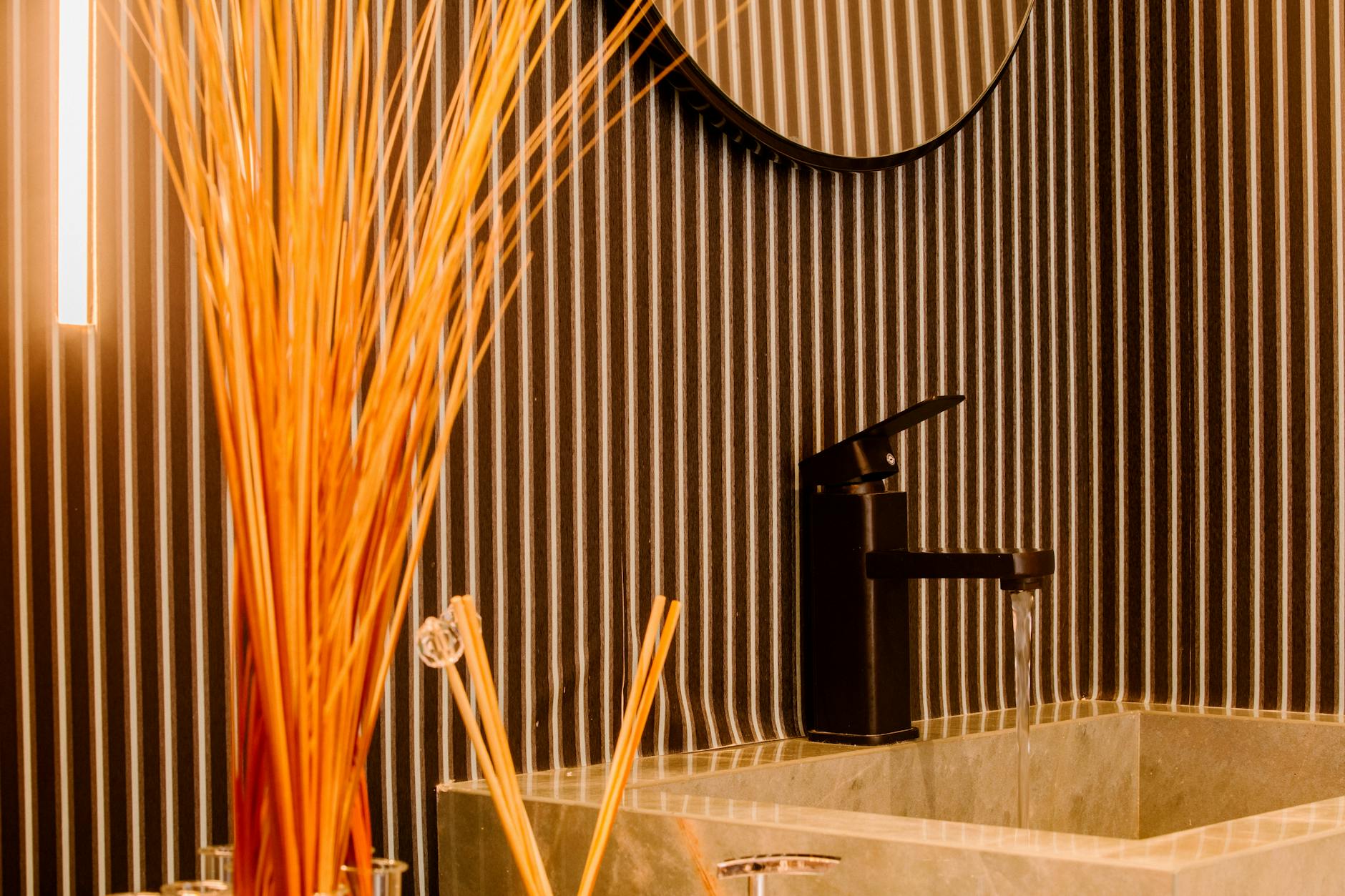 Small Bathroom Vertical Stripes Wallpaper Paint