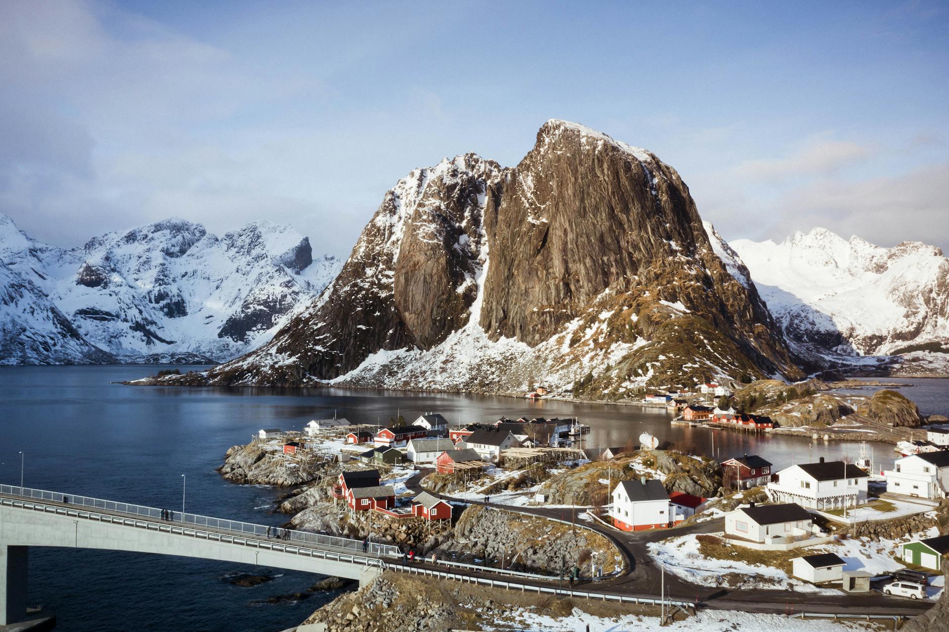 Reine Norway Rorbuer Fishing Cabins Lofoten Islands Granite Peaks Northern Lights Midnight Sun