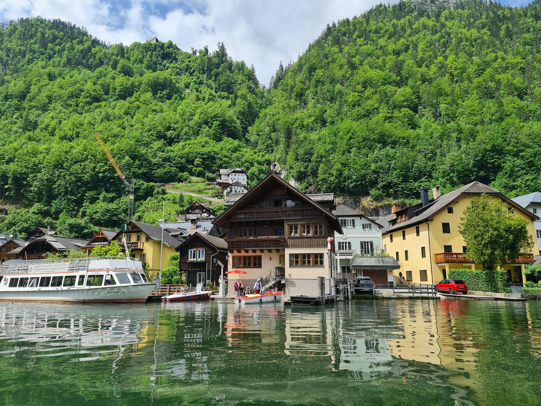 Hallstatt Austria Village Lake Mountains Alpine Houses Reflection