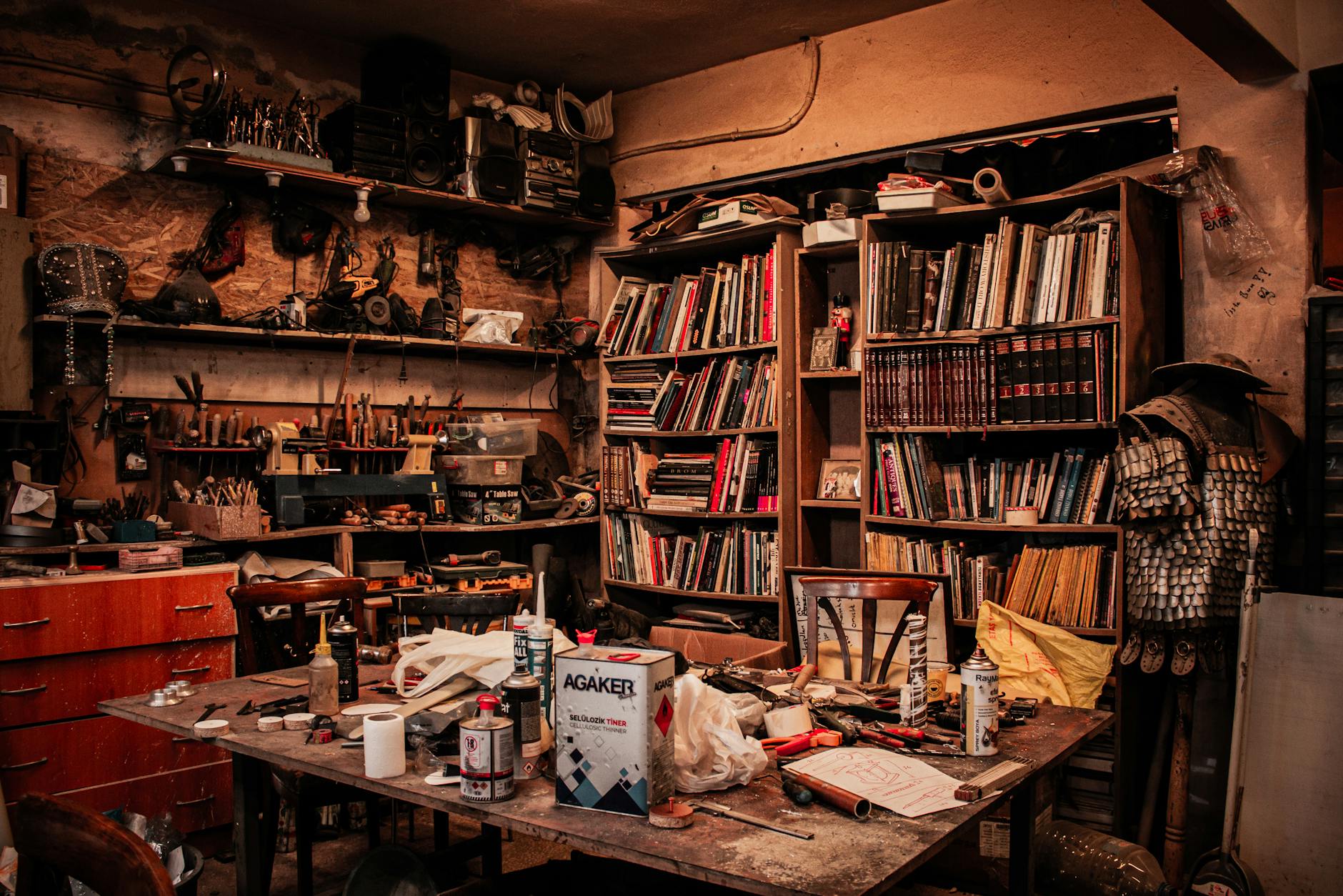 Cluttered Hobby Workspace