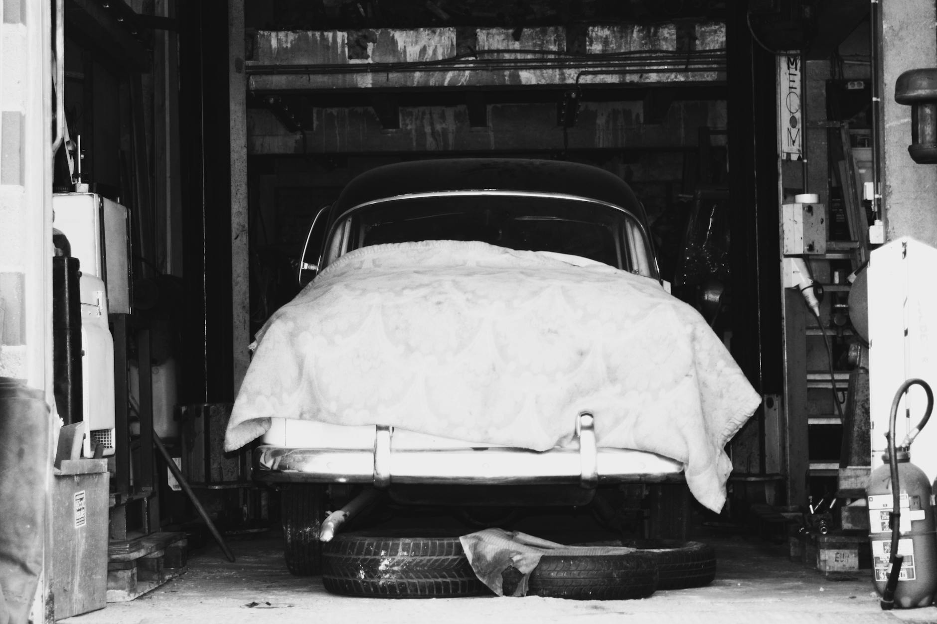 Covered Garage Car