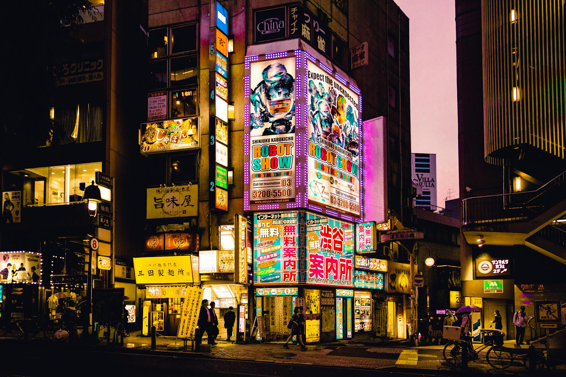 Tokyo Japan Neon Lights Traditional Culture Modern Technology
