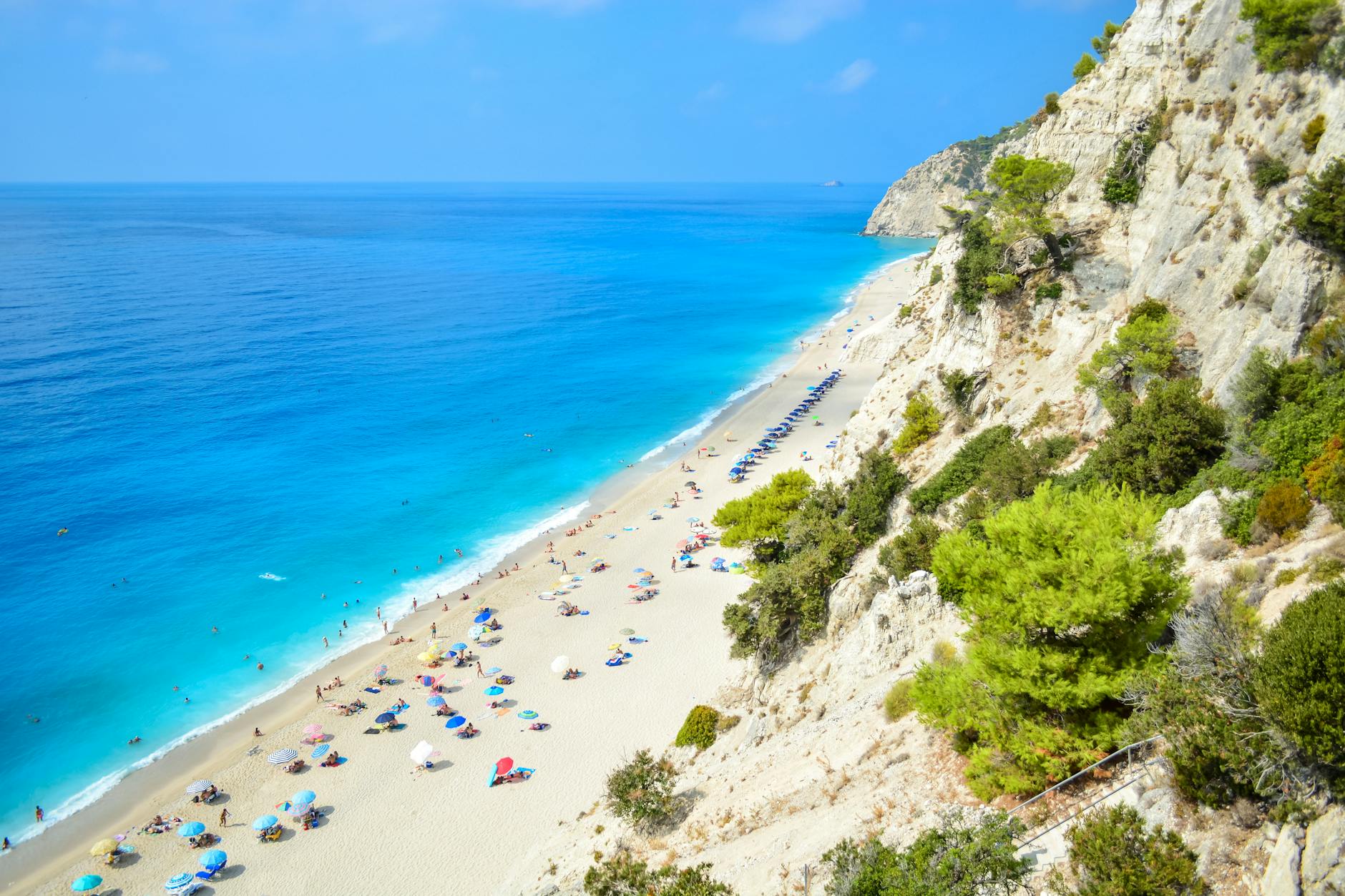 Egremni Beach Lefkada Clear Water Electric Blue Cliffs
