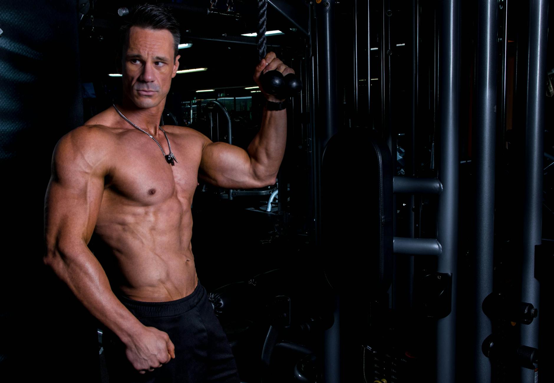 Man Working Out At Gym