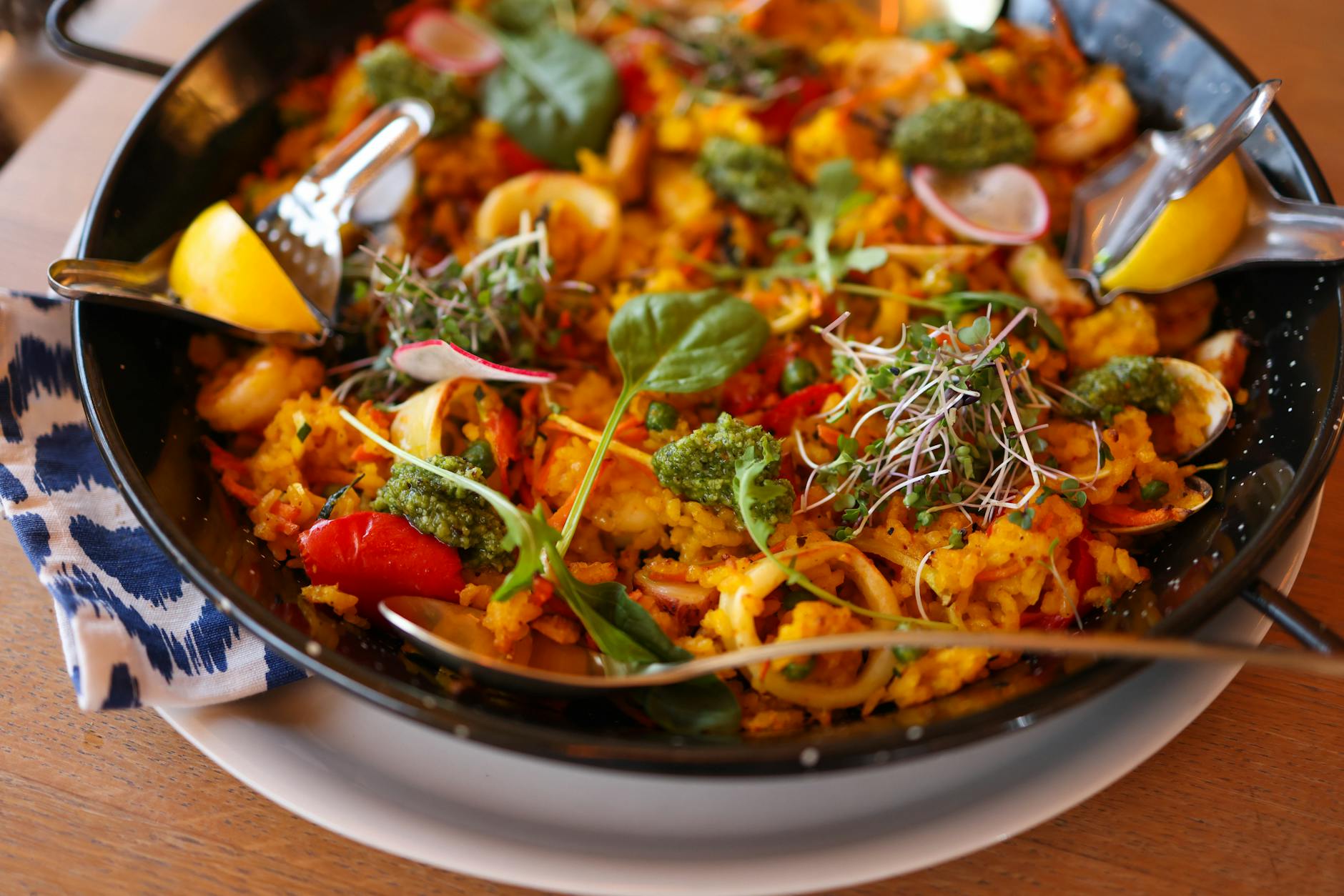 Vegan Paella Saffron Rice Vegetables Chickpeas Chorizo