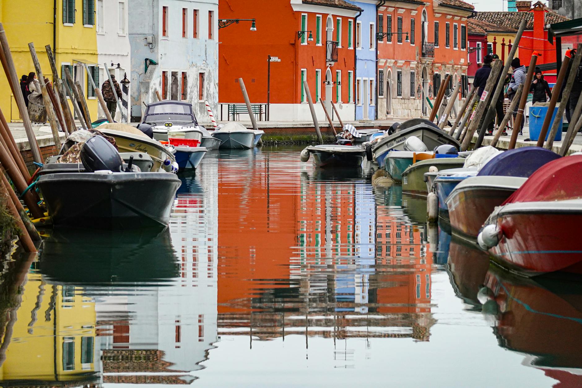 Burano Island Colorful Houses Canals Reflections