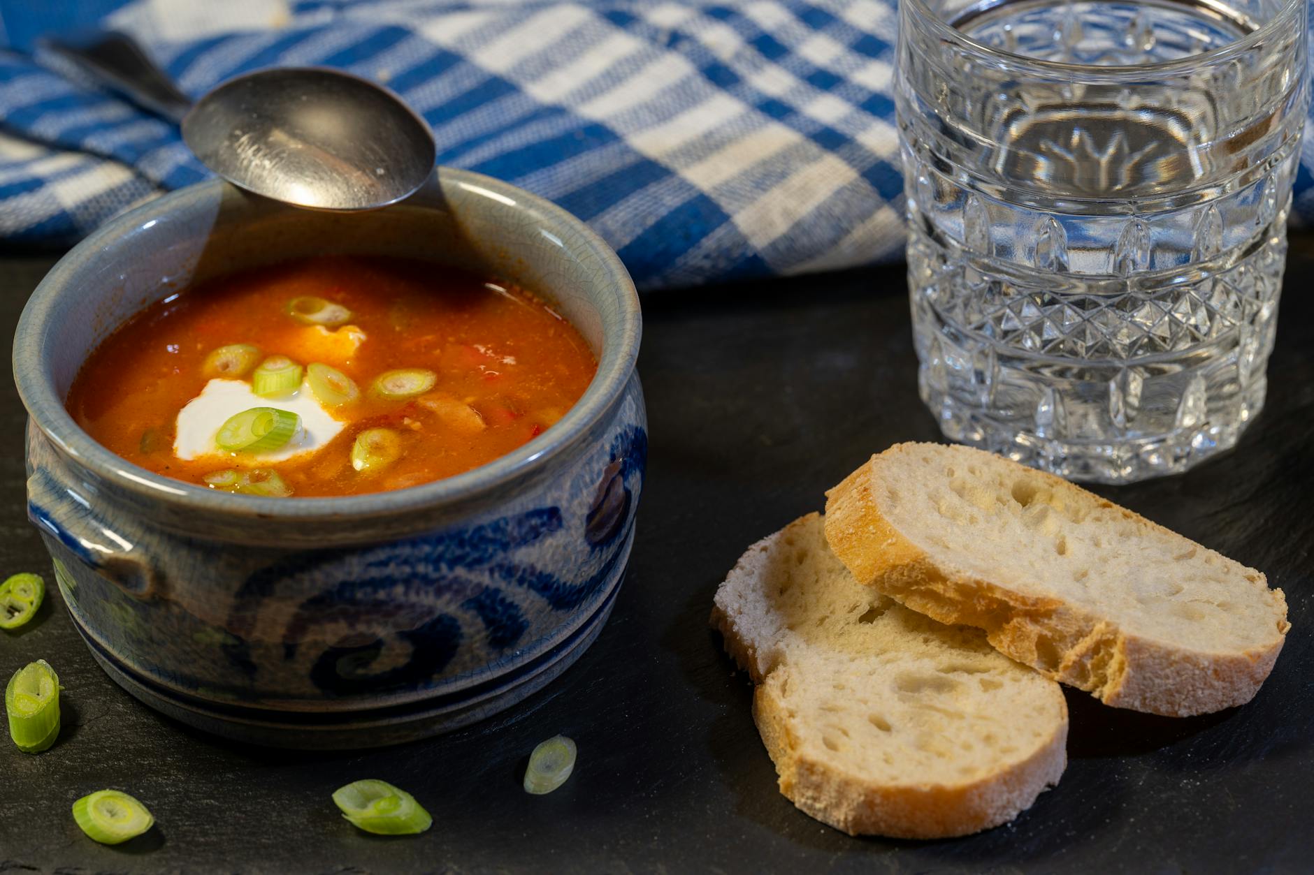 Chilled Gazpacho Soup Ingredients Fresh Tomatoes Cucumbers Bell Peppers Onions Sherry Vinegar