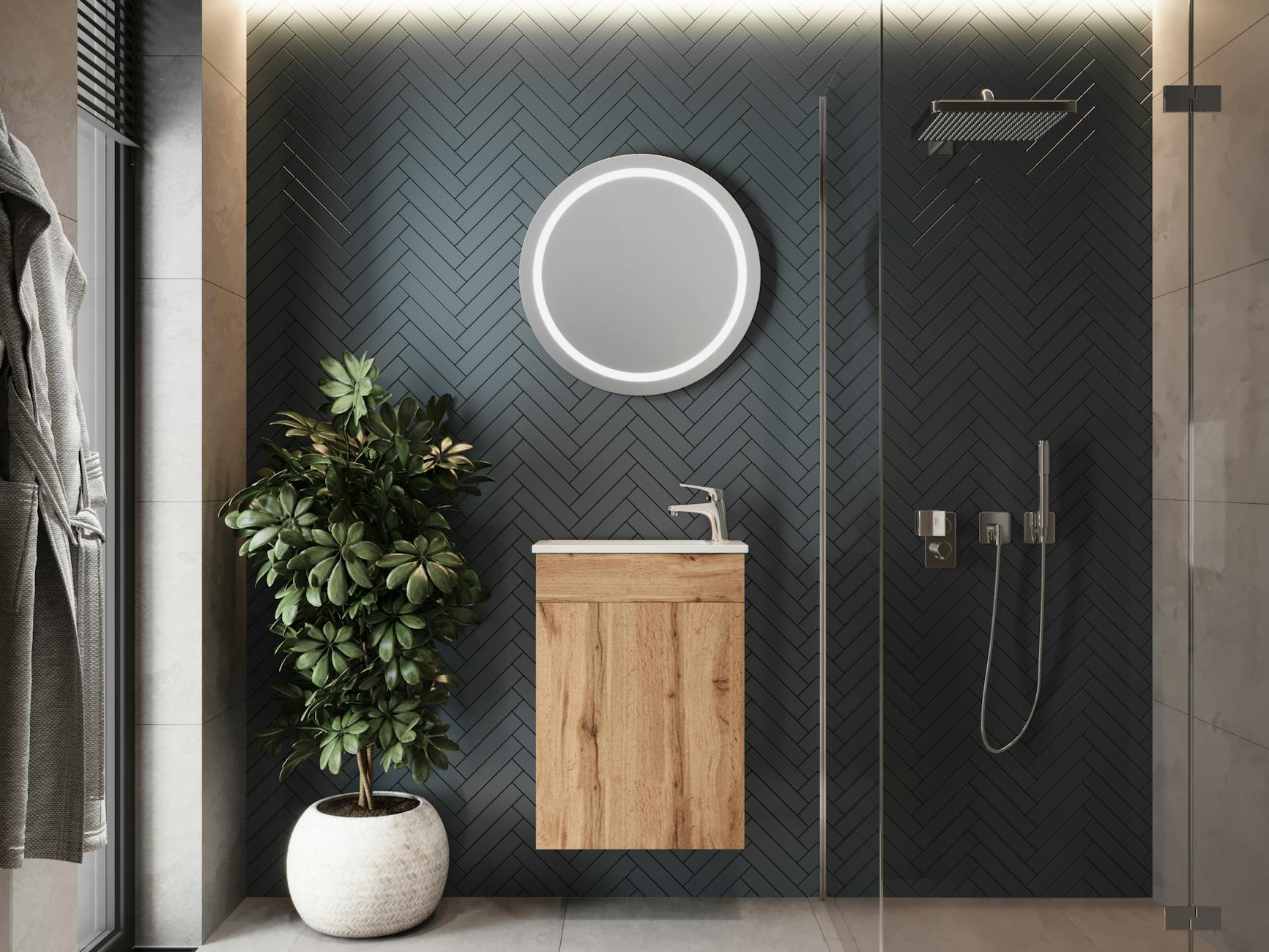 Bathroom Greenery Plants Ferns Orchids Hanging Planters