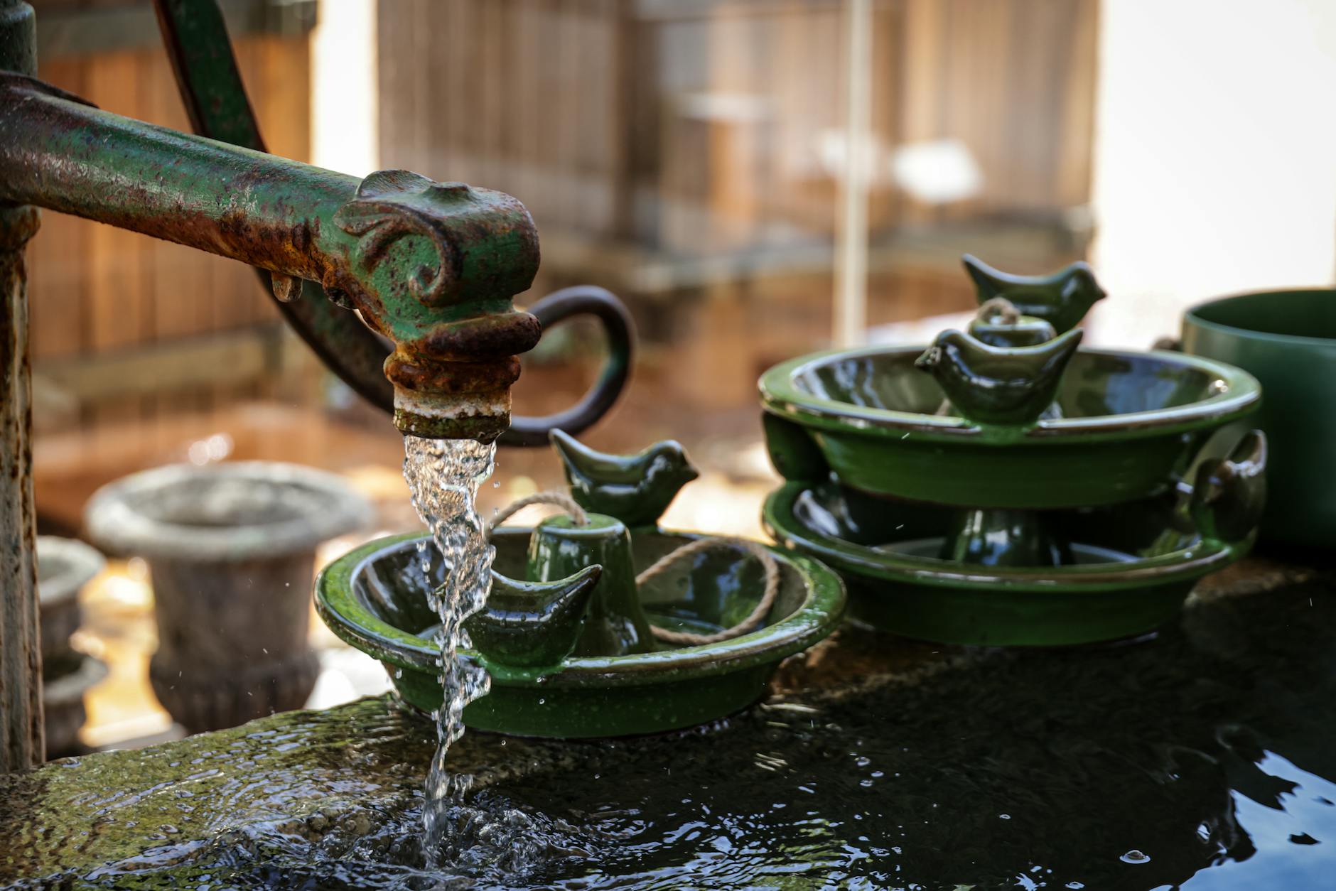 Vintage Watering Can Water Feature Garden Fountain