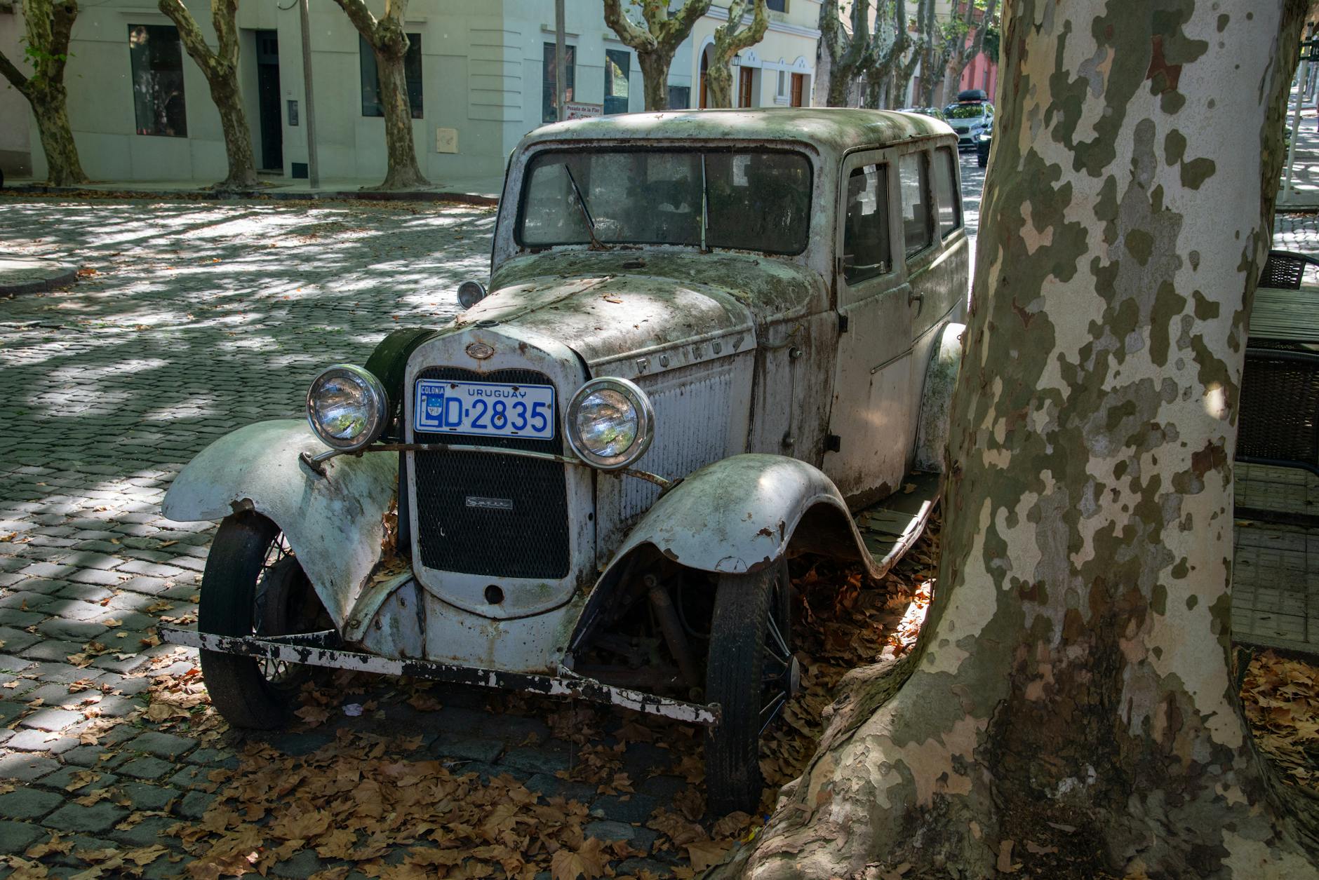Colonia Del Sacramento Uruguay Historic Quarter UNESCO World Heritage Vintage Cars Cobblestone Streets Sunset