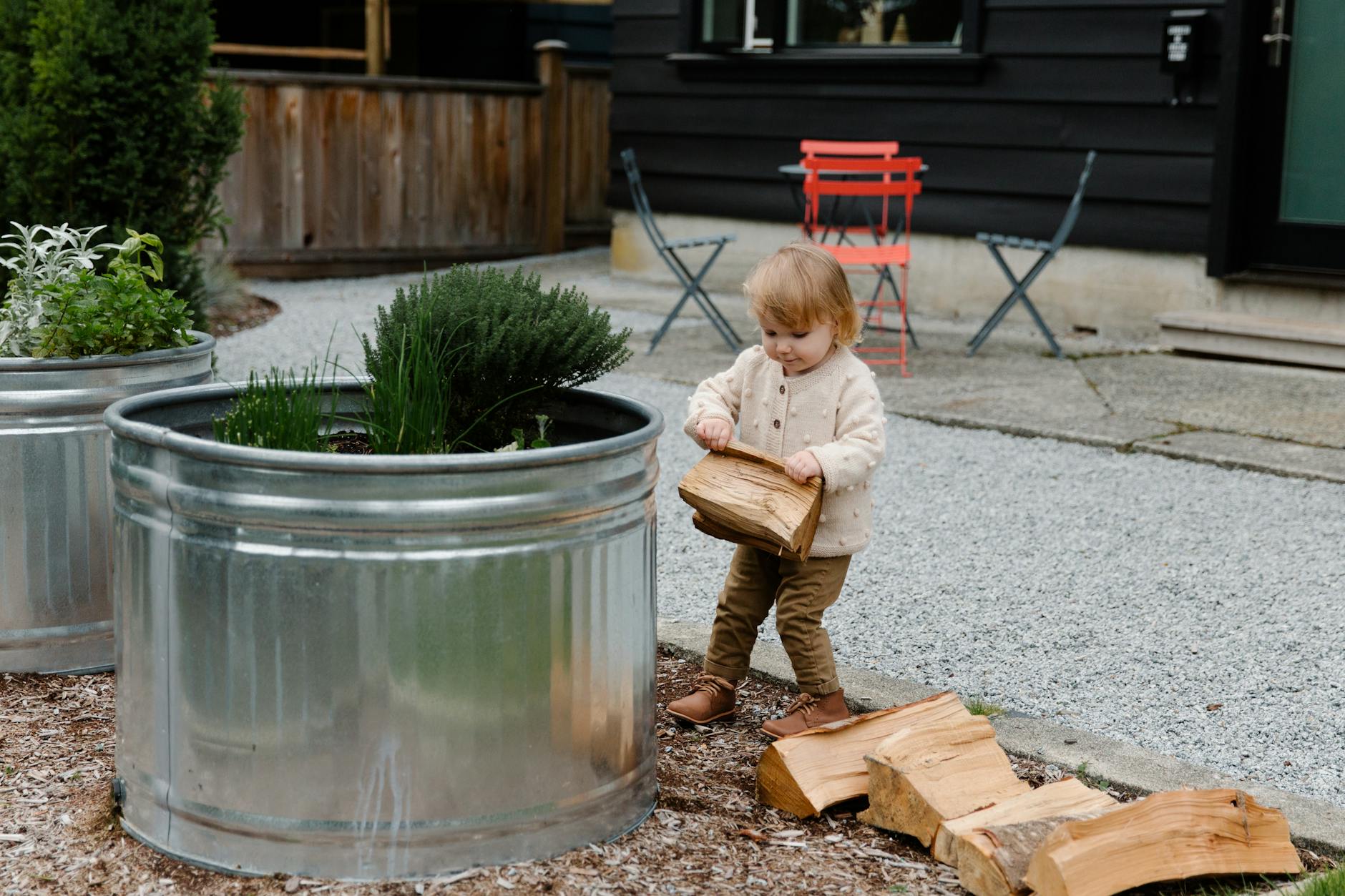 DIY Log Planter Garden Rustic