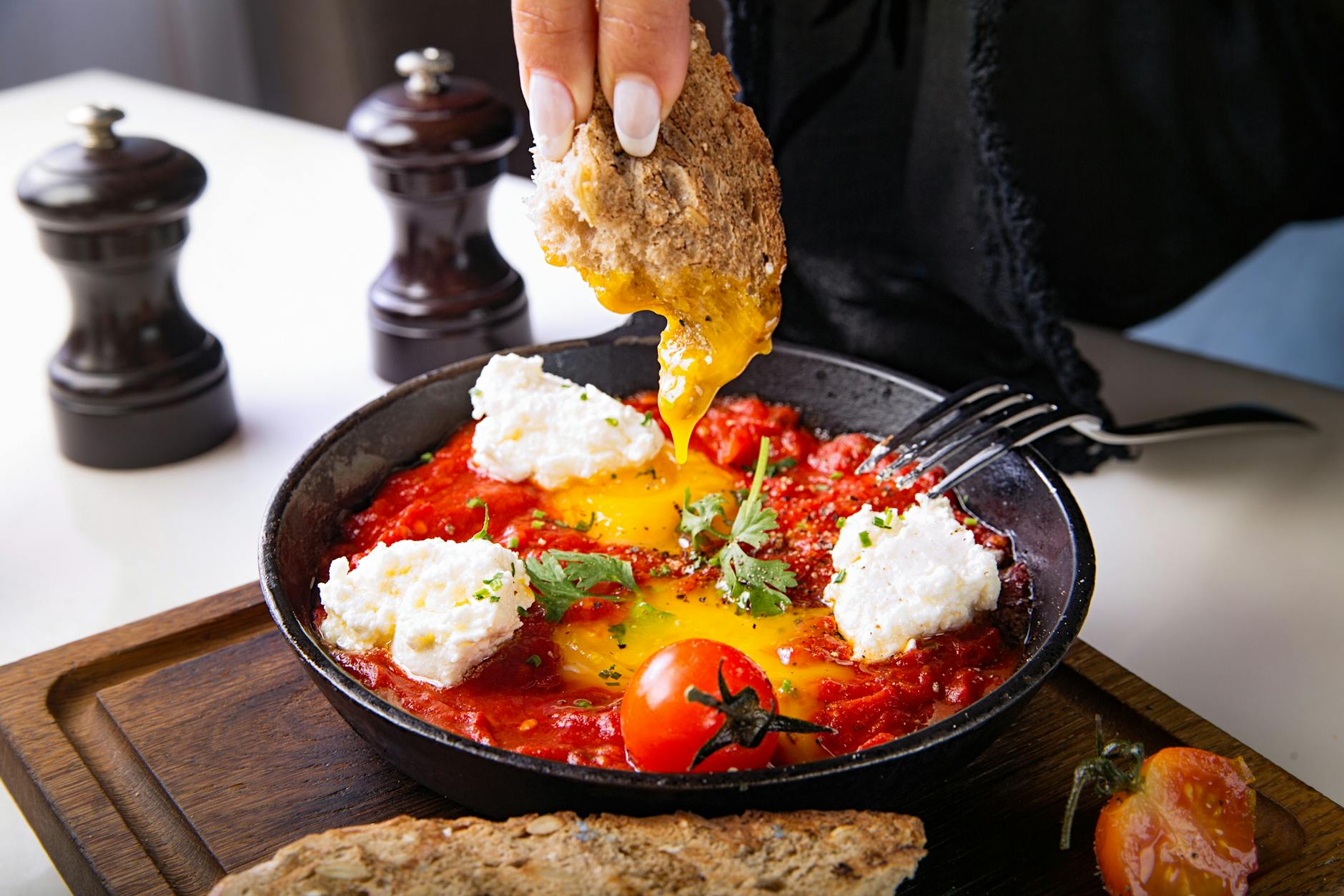 Shakshuka With Poached Eggs Tomatoes Bell Peppers Cumin Paprika