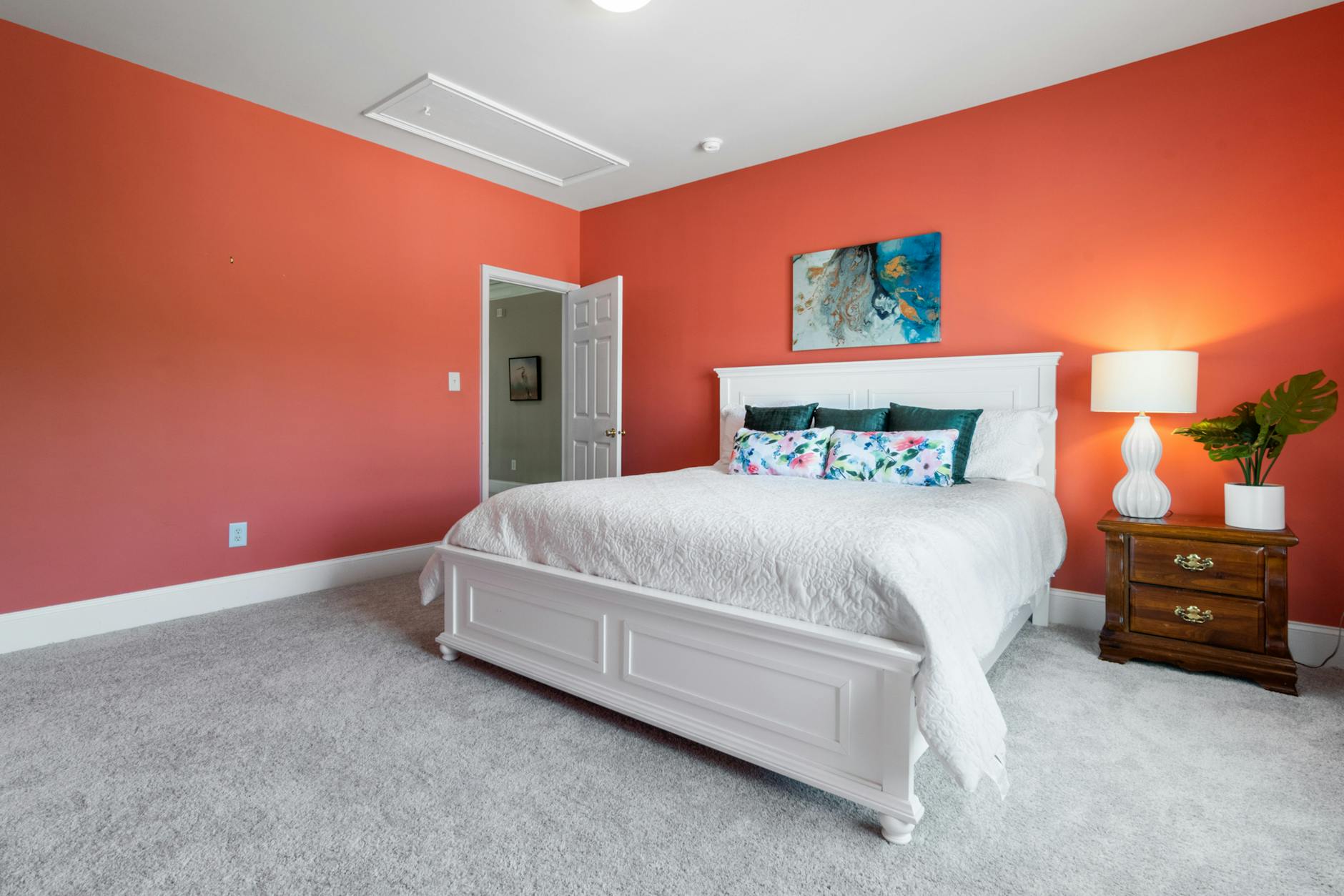 Bright Coral Bedroom Decor