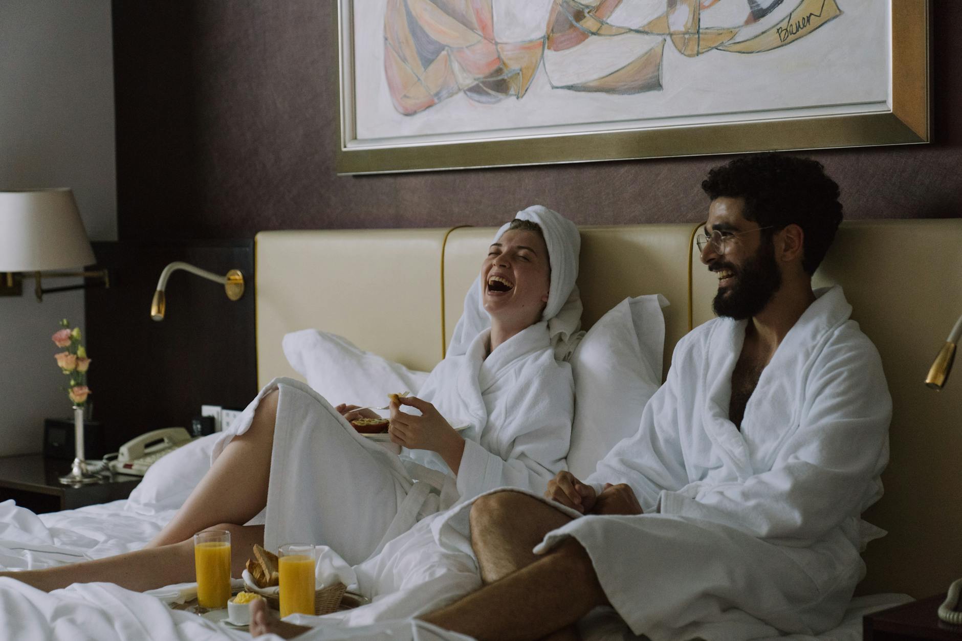 Breakfast In Bed Romantic Couple
