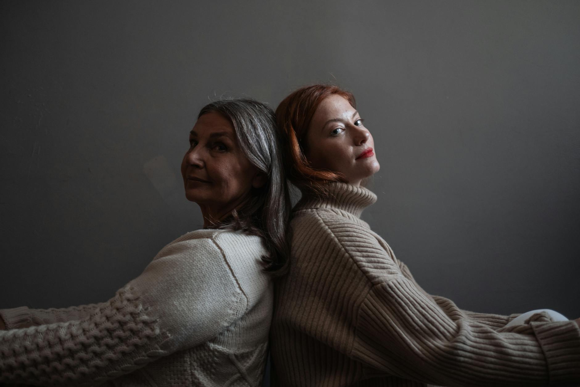 Grey Mock Neck Sweater Professional Women