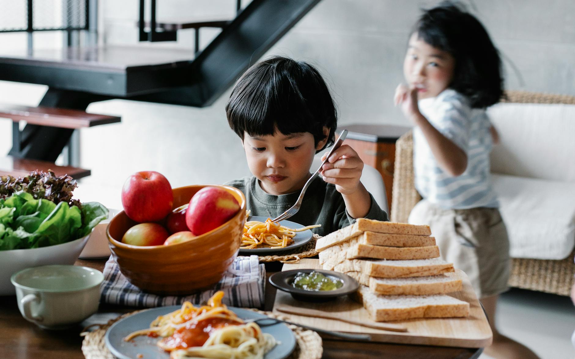 Children Eating Healthy Food