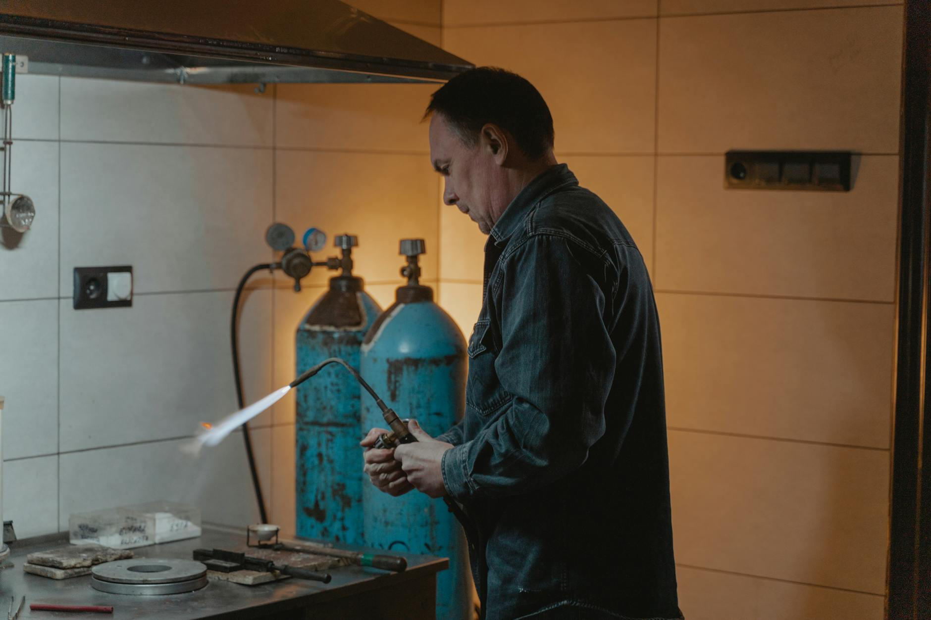 Technician Connecting Gas Line