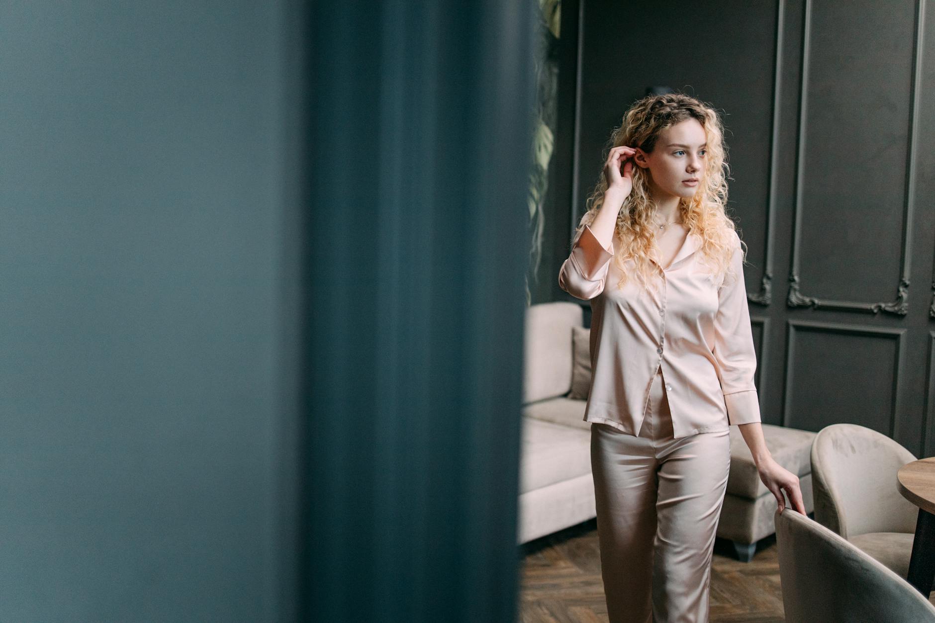 Satin Pajama Style Set Elegant Street Style Outfit