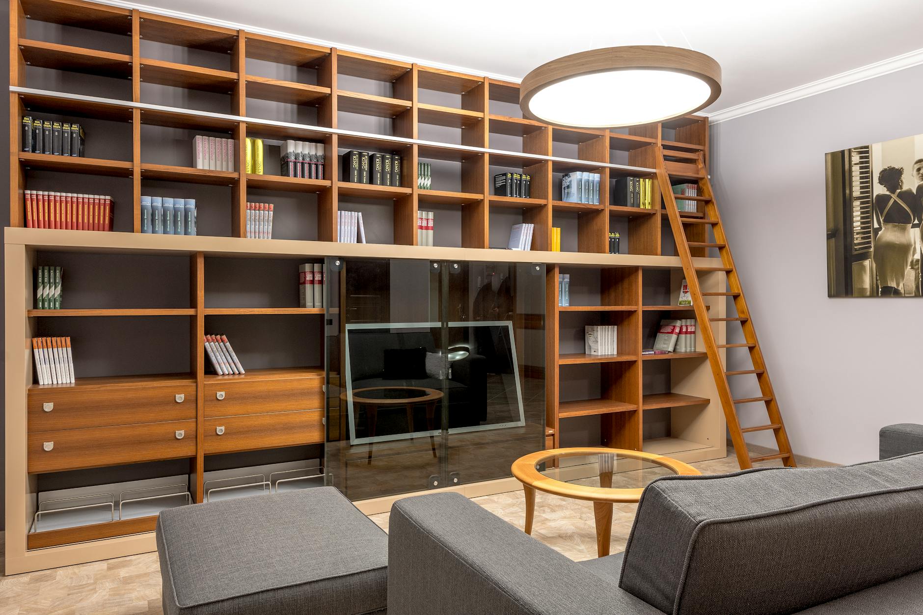 Ladder Bookshelves Small Apartment Living Room